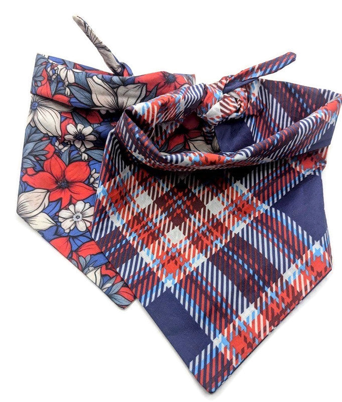 2 Bandana Bundle Pack- Floral and Tartan Duo