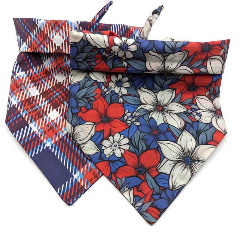 2 Bandana Bundle Pack- Floral and Tartan Duo