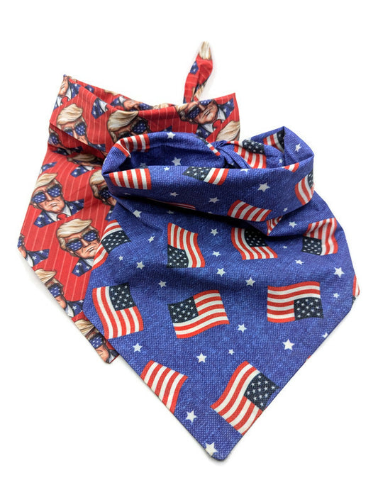 2 Bandana Bundle Pack  - Trump and American Flag