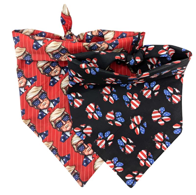 2 Bandana Bundle pack - Trump and American Flag Paws